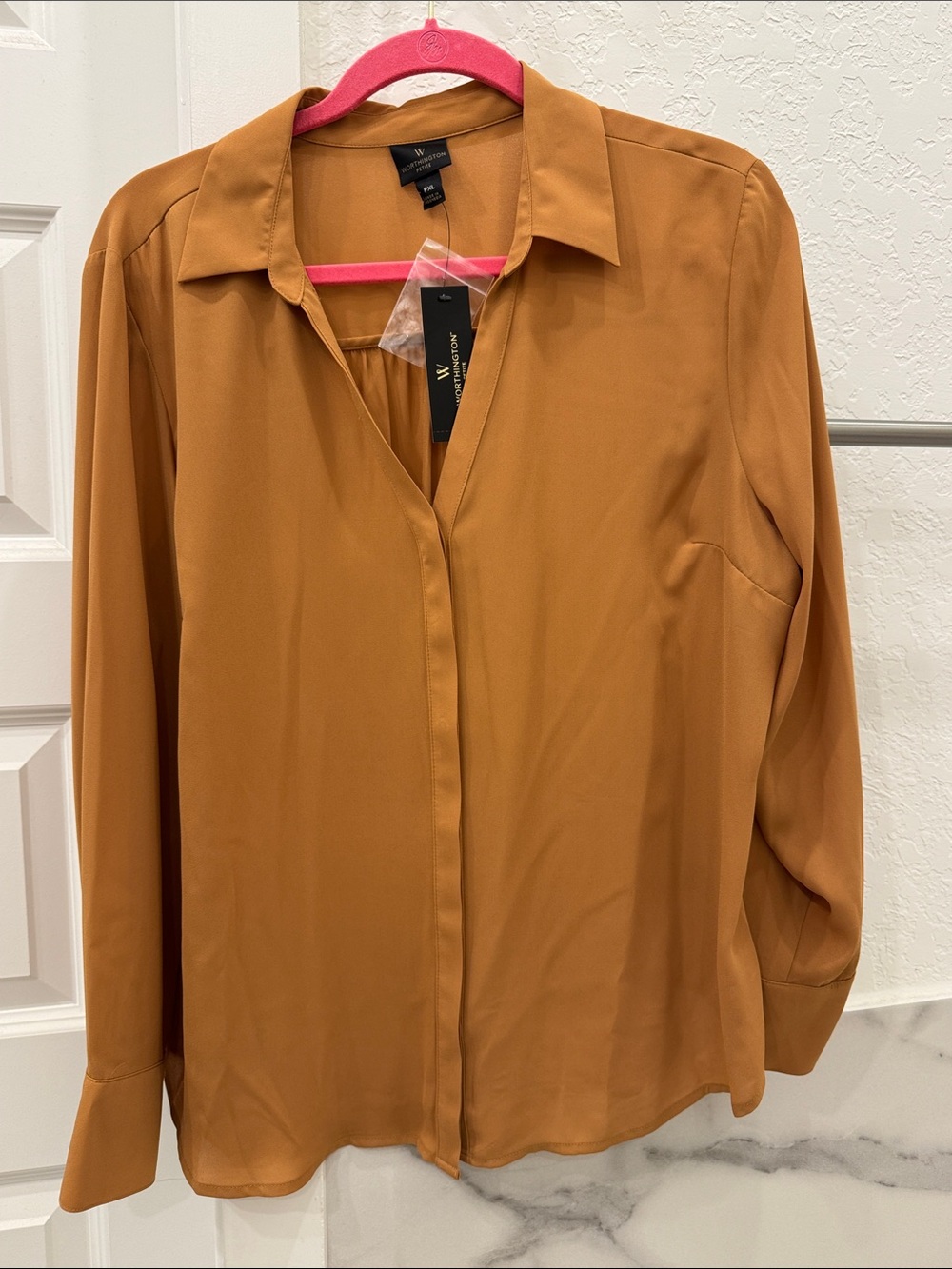 Worthington Women's Mustard Button-Front Blouse